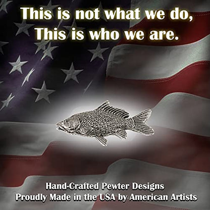 Carp Pin, Fish, Lapel, Fisherman, Fishing, Hat, Pins, Brooch, Brooches, Jewelry, Gift, Handmade in the USA, 200 Fish Designs Available. F077Z - color: Antique Pewter
