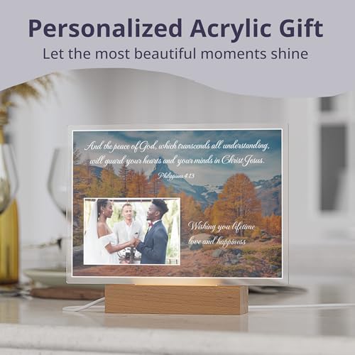 Personalized Christian Acrylic Plaque with Bible Verse Philippians 4:13 | Custom Photo & Text | Religious Gift, Faith Home Décor, Wedding & Anniversary Keepsake, Spiritual Encouragement - color: Philippians 4:13