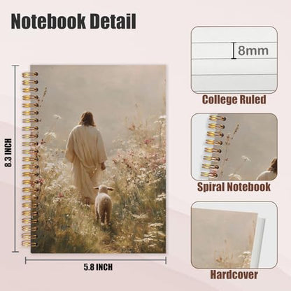 Christian Jesus and Lamb Spiral Notebook Journal, The Lost Lamb Religious Spiral Notebook Journal for Note Taking, Christian Faith Based Gifts, 5.5x8.3 Inch - color: Christian Jesus and Lamb