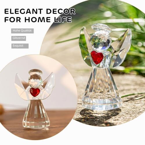 3.3inch Crystal Guardian Angel Figurine For Women Art Glass Angel Ornaments - style: Heart Angel