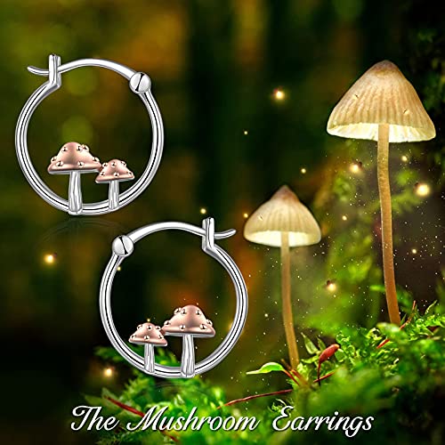 Fox/Pig/Mushroom/Cat Earrings Sterling Silver Cute Hoop Earrings Animal Jewelry Gifts for Women Daughter - style: Mushroom