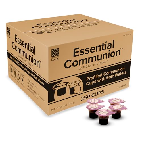 360 Nature's Impact Disposable Prefilled Communion Cups and Wafer Set with Concord Grape Juice, Elements for Church, Home, and Hospital Services, Holy Eucharist Supplies, 250 Count - size: 250 Count