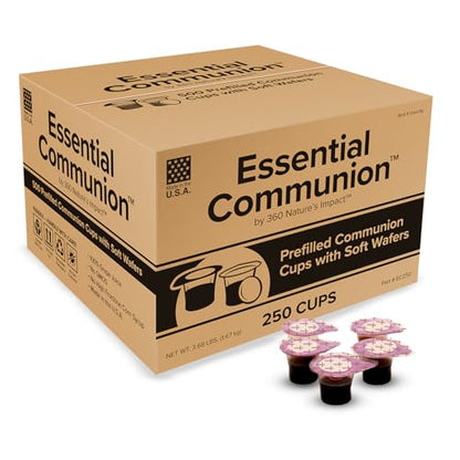 360 Nature's Impact Disposable Prefilled Communion Cups and Wafer Set with Concord Grape Juice, Elements for Church, Home, and Hospital Services, Holy Eucharist Supplies, 250 Count - size: 250 Count