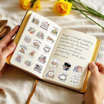 100 Pcs Book Lover Stickers, Cute Reading Bookish Aesthetic Stickers - color: Book Lover Reading