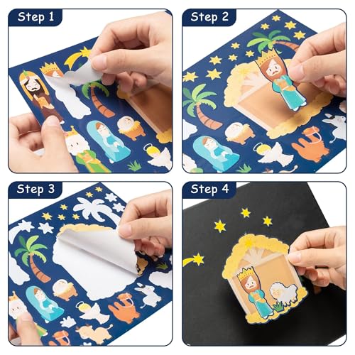 Haooryx Christmas Jesus Nativity Scene Stickers Mix and Match Paper Craft - style: 50Pcs Jesus Nativity