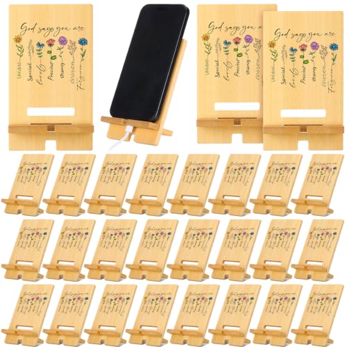 Novabright 24 Pcs Christian Bible Verse Bamboo Phone Stand, Wildflower - style: Wildflower