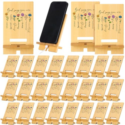 Novabright 24 Pcs Christian Bible Verse Bamboo Phone Stand, Wildflower - style: Wildflower