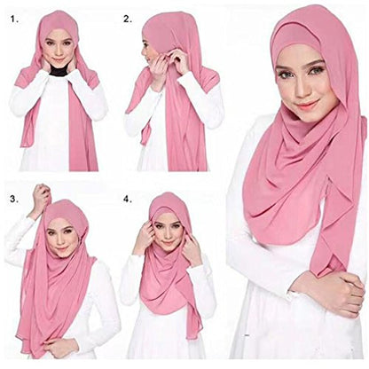 LMVERNA Solid Color Bubble Chiffon Scarf for Women Fashion Soft Hijab Long Scarfs Wrap Scarves - color: Light Grey
