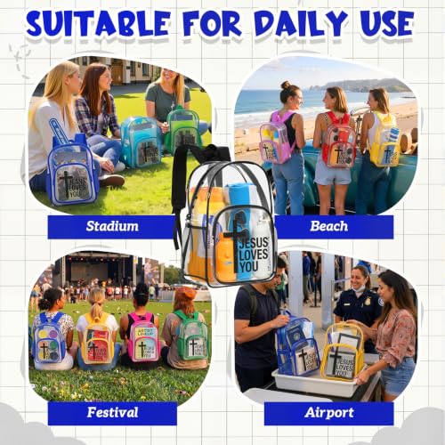 Amylove 15 Inches Clear Christian Backpack Bulk for School Kids