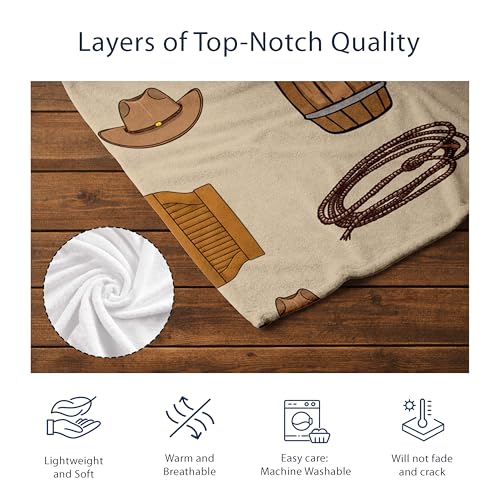 Personalized Personalized Cowboy Baby Blanket, Cowboy Hat Boots Quilt Pattern Design, Custom Name Toddler Kids Throw, Ranch Nursery Decor, Baby Gift Idea - color: Cowboy Baby Blanket#1