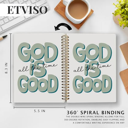 ETVISO Green Bible Journal Notebook for Women, Inspirational Christian Gifts for Women, Prayer Bible Supplies Journal, Church Notes Notebook, Cute Preppy Aesthetic Hardcover Spiral Notebooks 5.5x8.3 - color: 04-Bible(Green)