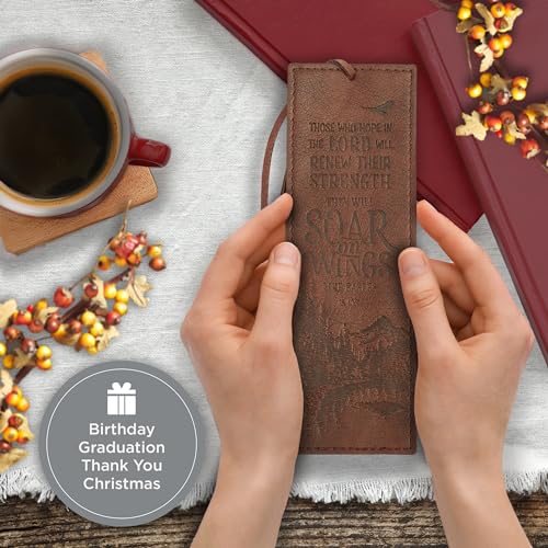Christian Art Gifts Faux Leather Scripture Bookmark: Wings Like Eagles