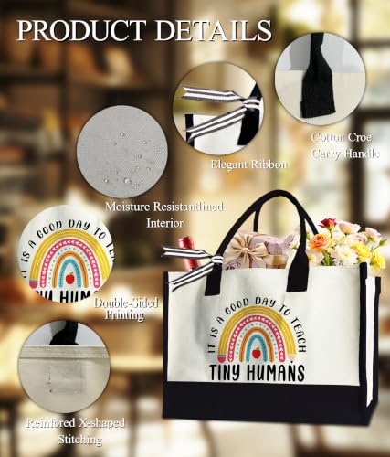 Aesthetic Canvas Tote Bag for Women Girls, Large Tote Bag for Friends Colleagues Leader Manager, 17 x 11.8 x 7 inches - color: Teacher