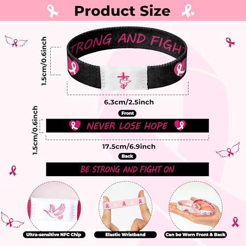 EYxsaxenk Colorful Religious Scripture Daily Bible Verse NFC Bracelets Set - color: Pink Ribbon