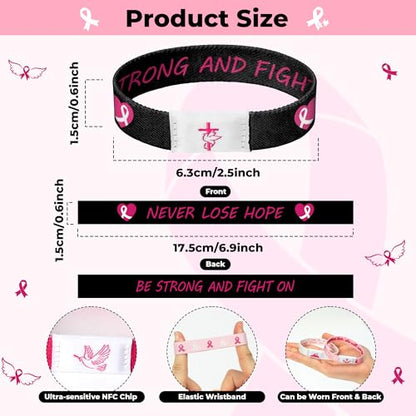 EYxsaxenk Colorful Religious Scripture Daily Bible Verse NFC Bracelets Set - color: Pink Ribbon