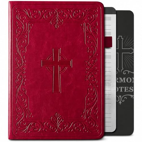 Christian Bible Journal for Men & Women – Premium Eco-Leather Undated Bible Study Notebook, Devotional & Prayer Journal | Perfect Christian Gift for Men | Ideal for Graduation, Pastor, Baptism & Church - color: Burgundy