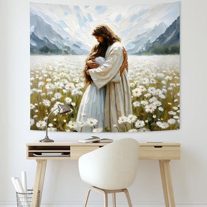 KAIOUS Christian Jesus Wall Hanging Tapestry for Women, 50x58 - color: His Love, size: 58"L x 50"W