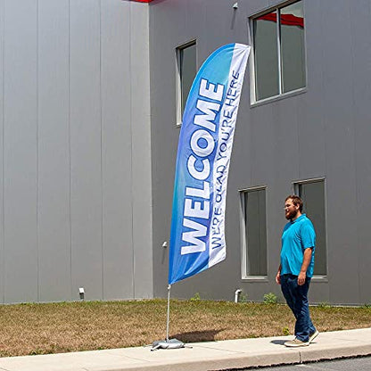 Vispronet Premium Welcome to Church Feather Flag Kit – 13ft Worship Flags with Sectional Aviation-Grade Fiberglass Poles, Cross Base & Weight Bag, Pole Sleeve Bag, Printed in the USA… - size: 13ft - Premium/Cross Base + Weight Bag
