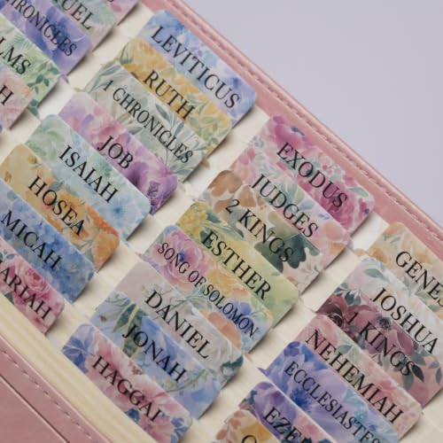 UPAFEXXI-Laminated Bible Tabs with Book Summaries, Bible Study Supplies - color: Summaries Flowers3