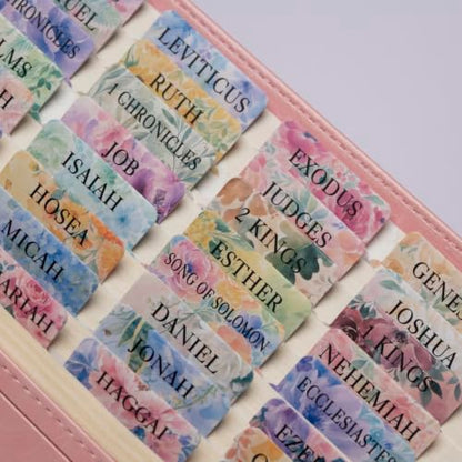 UPAFEXXI-Laminated Bible Tabs with Book Summaries, Bible Study Supplies - color: Summaries Flowers3