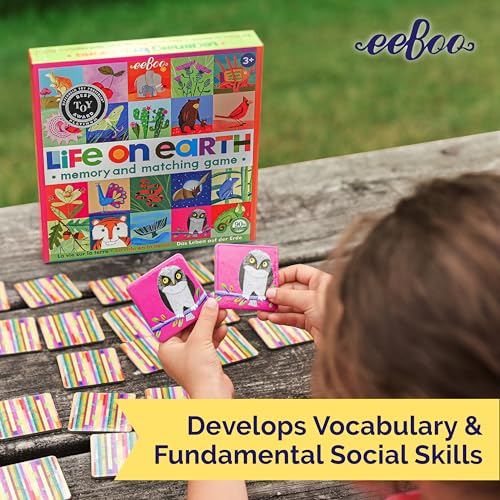 eeBoo Life on Earth Memory & Matching Game, Ages 3+, 1-4 Players - style: Life on Earth