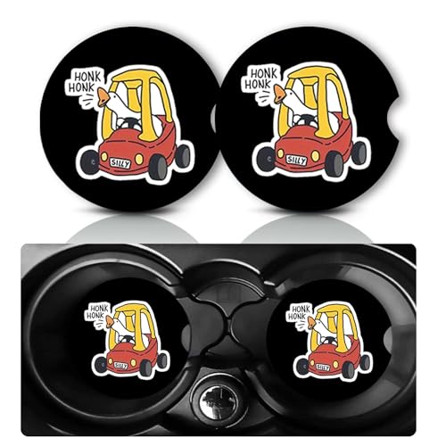 2PCS Goose Driving Car Cup Holder Coasters Universal Anti-Slip Rubber Mat - color: Humorous Goose