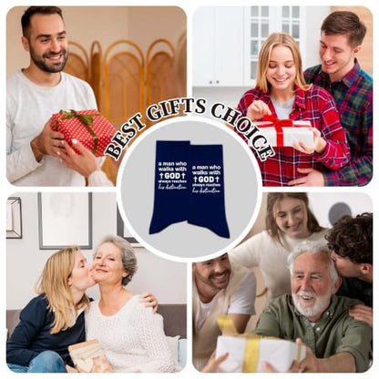 Christian Socks for Men Biblical Gifts for Dads Grandpa Husband - color: Navy Blue