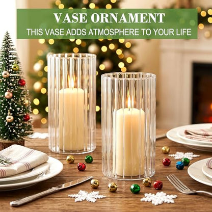 12 pcs Ribbed Glass Cylinder,6 inch Flower Vases for Centerpieces - size: Ribbed-12PCS