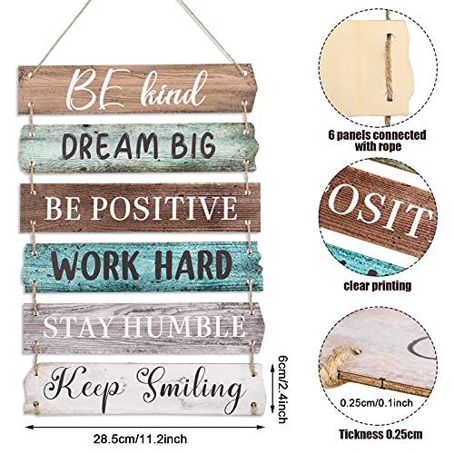 Blulu 6 Pcs Positive Quotes Wall Hanging Plaque Sign, Retro Style - style: Retro Style