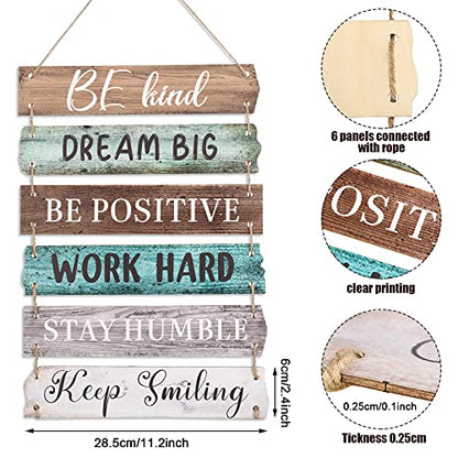 Blulu 6 Pcs Positive Quotes Wall Hanging Plaque Sign, Retro Style - style: Retro Style
