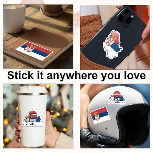 [3PCS] Serbia Flag Sticker Gifts for Women, Laptop, 3 Inch Vinyl Decals - color: Serbia Flag Sticker