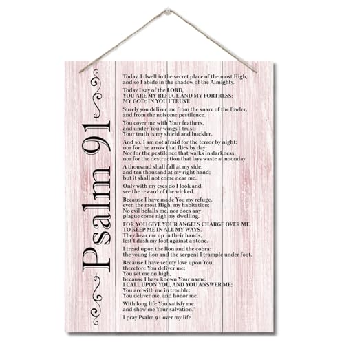 Inspirational Wood Art Signs, Psalms 91 Wall Sign, Hanging Printed Wall Plaque Wood Signs, Bible Verse Print, Christian Scripture for The Home or Office Decor, Christian Wall Decor 10 X 7.8 inch B - color: Color 03