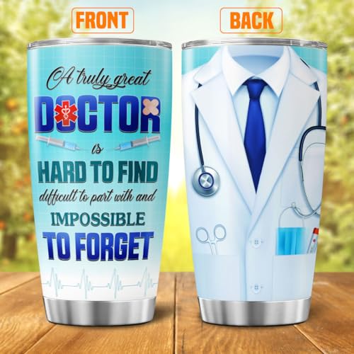 Doctor Appreciation Gift Tumbler 20oz, Inspirational Thank You Travel Mug for Medical School Graduation, Retirement, Birthday, Stainless Steel Vacuum Insulated Cup - color: Doctor Appreciation