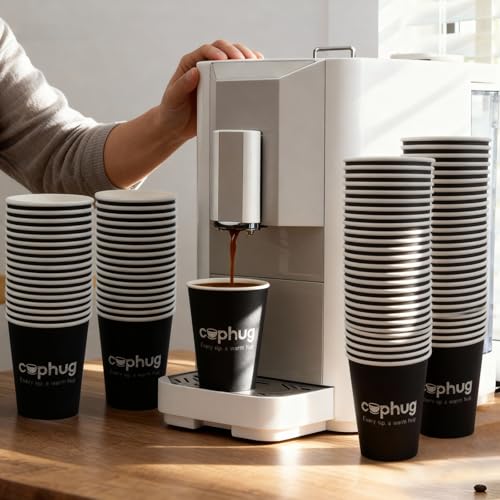 8oz Disposable Paper Coffee Cups, 300 Pack Small Hot Drink Cups for Beverage & Catering - color: Black, size: 8oz-300Pack