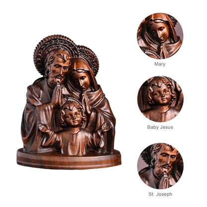 BGCarvedGrace Holy Family Wooden Statue - color: Holy Family, size: 4 Inch