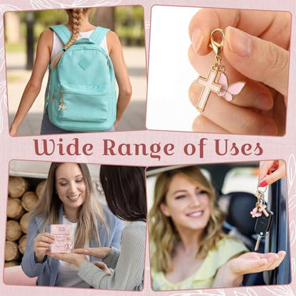 Unittype 36 Sets Christian Keychains Cross Charms for Women - style: Butterfly