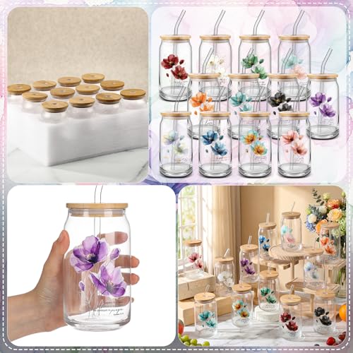 Funnymoom 12 Pcs 12 Pcs Christian Gift Bulk 16 oz Bible Glass Cups, Floral - style: Floral