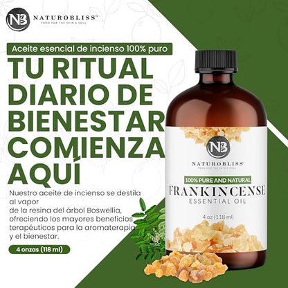 NaturoBliss 100% Pure Frankincense Essential Oil Therapeutic Grade Premium Quality (4 fl. oz) with Glass Dropper, Perfect for Aromatherapy - size: 4 Fl Oz (Pack of 1)