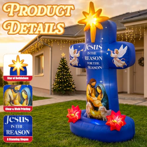 7 FT Christmas Inflatables, Nativity Scene Outdoor Christmas Decorations