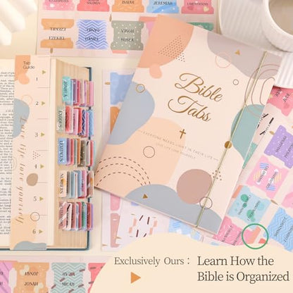 Laminated Bible Tabs for Women, Geometry Print, with Alignment Ruler - style: P-Geometry