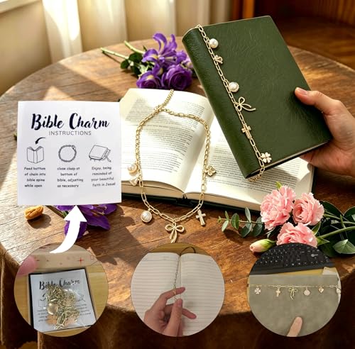 Bible Charm Chain,Scripture Bookmark Accessories for Bible Study (Style E) - style: Style E