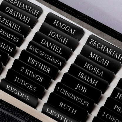 UPAFEXXI-Laminated Bible Tabs with Book Summaries, Bible Study Supplies - color: Summaries Black2