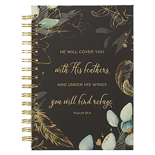 Christian Art Gifts Spiral Journal: He Will Cover You - Psalm 91:4