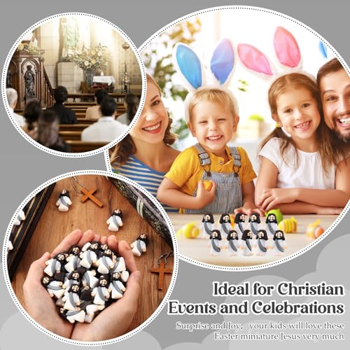 Bememo 25Pcs Mini Jesus Figure for Religious Favor,Gray - color: Gray