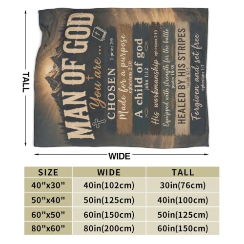 Christian Gifts for Men, Man of God Fleece Blanket, 50"x60" - color: Mountain Faith