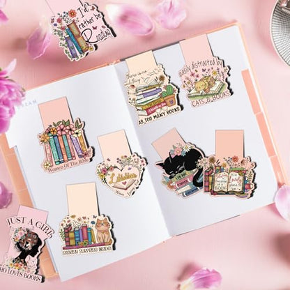 Wxiben Book Lovers Magnetic Bookmark - 9 Pcs Funny Reading Bookmarks Magnets Retro Bookish Floral Book Mark Magnetic Book Mark Page Markers Clip Gifts for Women Men Book Lovers Students Teacher - style: Book Lover