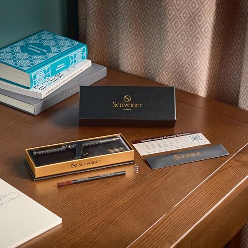 Scriveiner All Black Rollerball Pen - Stunning Luxury All Metal Matt Black Pen, Schmidt Ink Refill, Best Roller Ball Gift Set for Men & Women, Professional, Executive Office, Nice Pens - color: 9. All Black