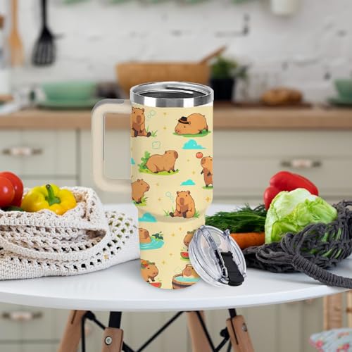 Christian Gifts for Women 40oz Tumbler - Insulated Travel Mug with Handle (Capybara1, 40 Ounces) - color: Capybara1