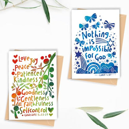 Christian Greeting Cards with Scripture, Pack of 9, Blank with Envelopes - color: Multicolored / CH438