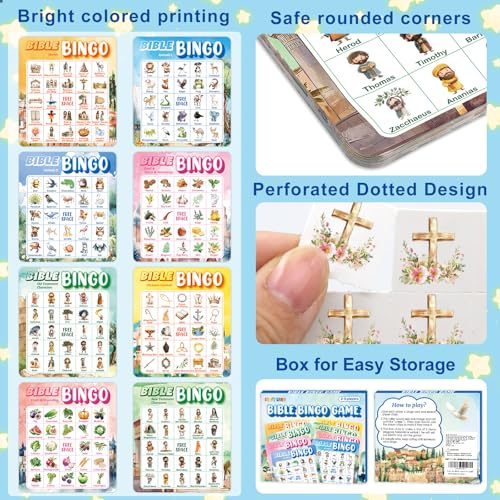 Fancy Land Bible Bingo Game for Kids Vacation Bible School Religious Bingo